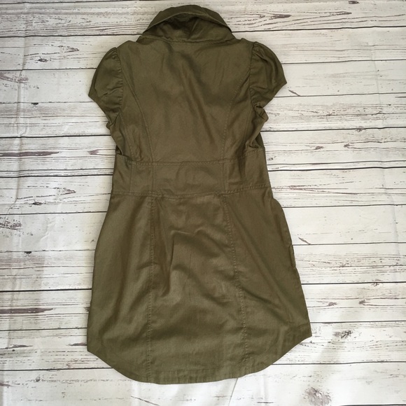 Ted Baker Shirt Dress Size 3 Olive Green Pockets - Picture 3 of 9